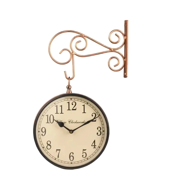 Vintage Wall-Mounted Double-Sided Clock with Antique Design